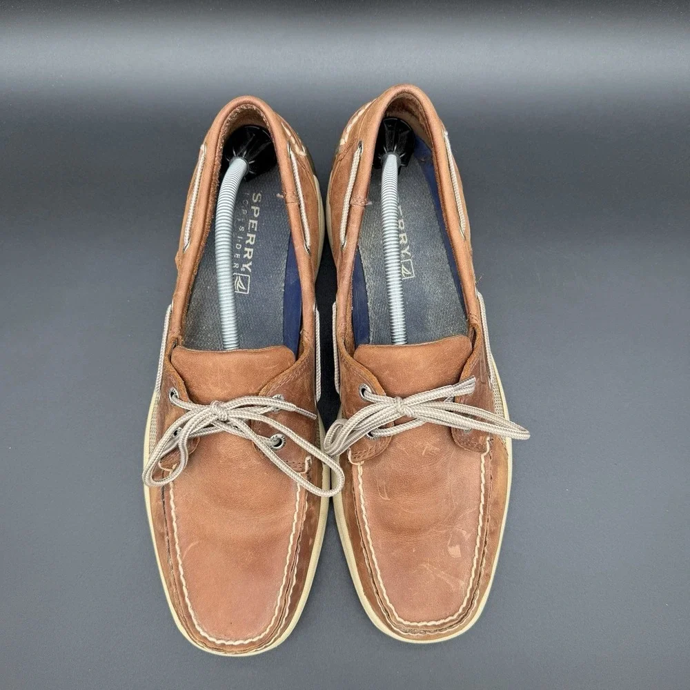 Sperry Top Spider Dark Tan Billfish 2 Eye Boat Shoes 0276308 Men's Size 13